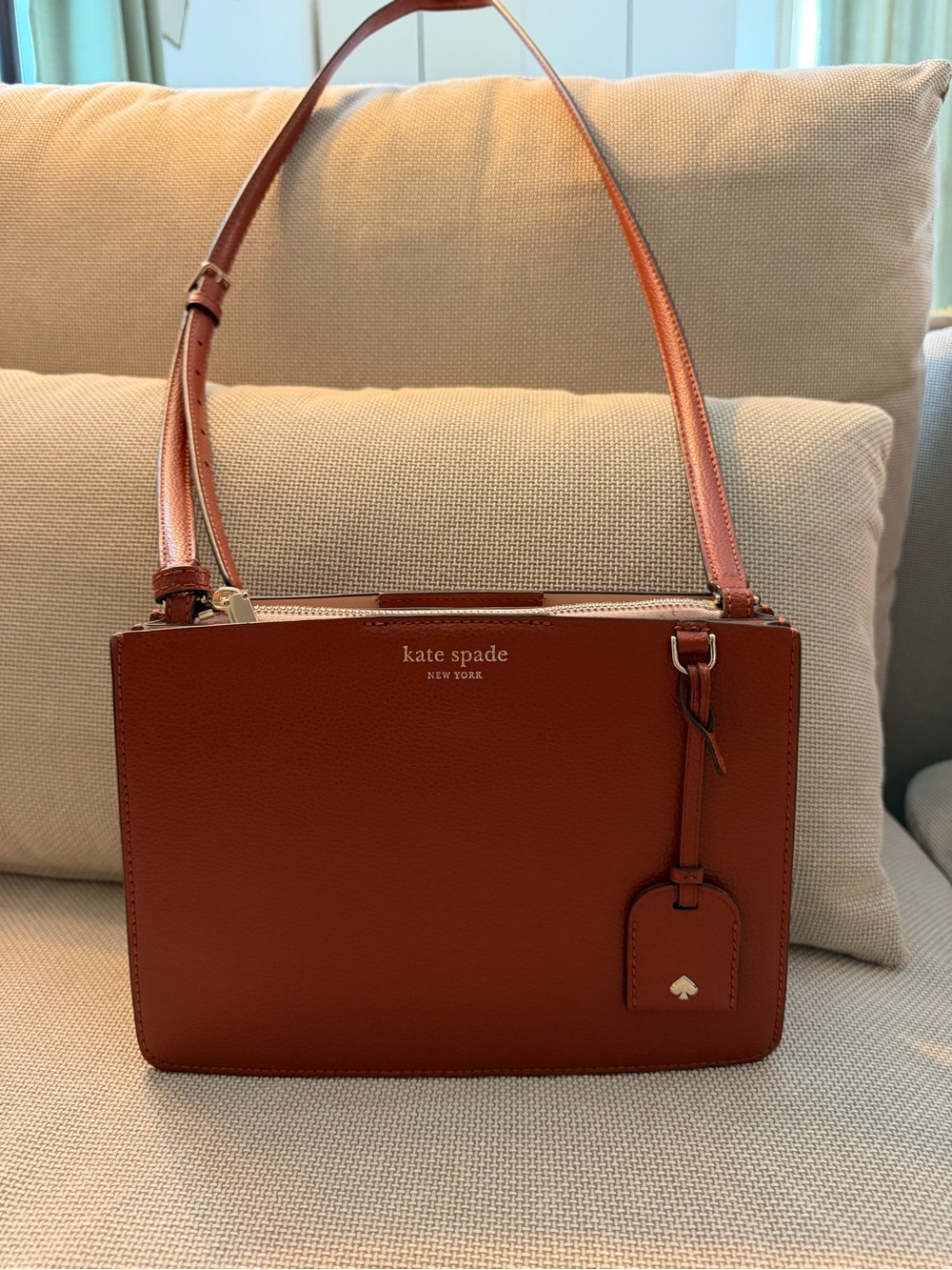 kate spade Leather Shoulder Bag in Cognac Brown